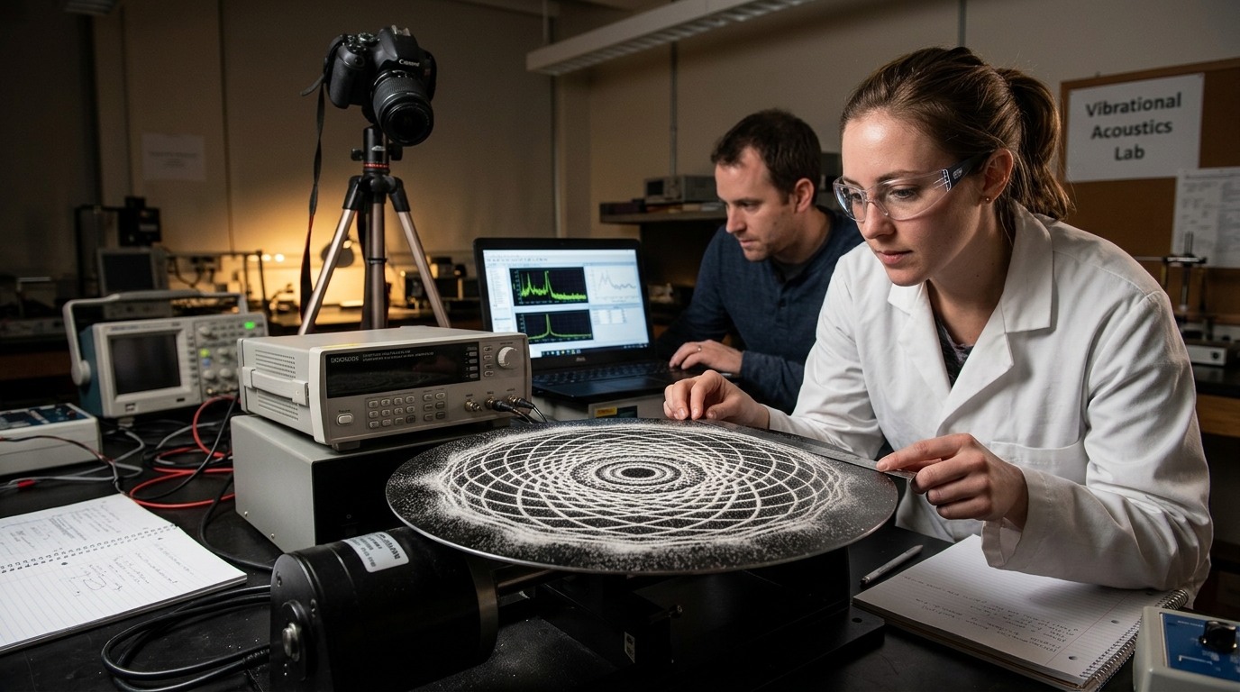 사이매틱스의 진동과 패턴 형성 개념도